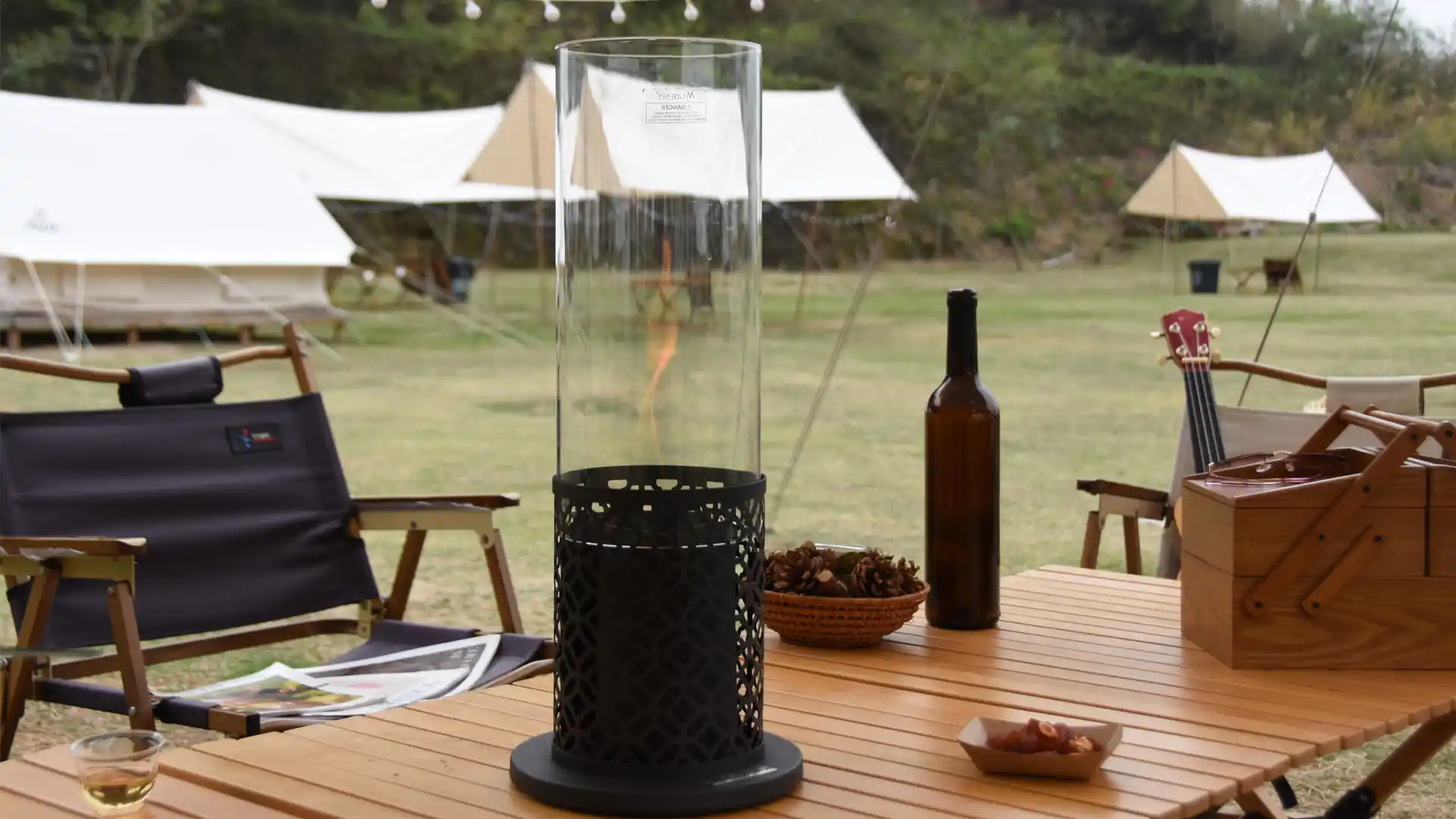 Vornado ethanol table fireplace made of stainless steel