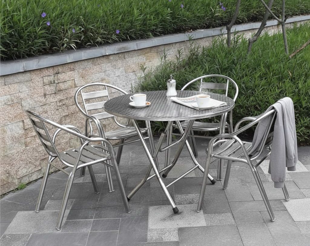 Holz-Gartenmöbel im Außenbereich