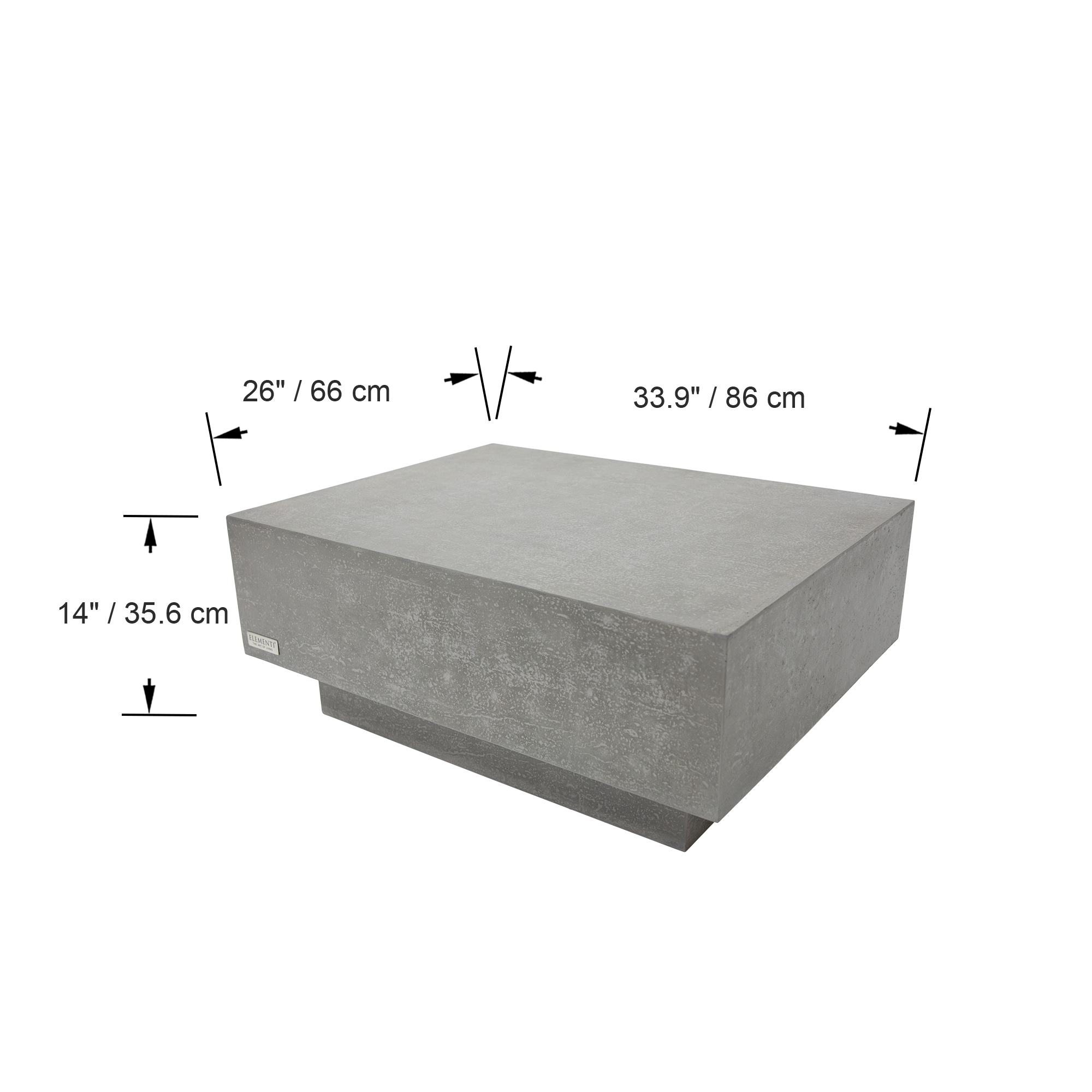 Schmaler Couchtisch aus Beton mit d&uuml;nner Platte und klarer Kante